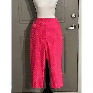 Chico Perfect Stretch Josie Slim Capri Pink with White Polka Dots Sz 14